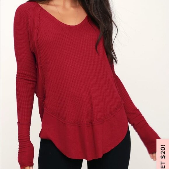 VGUC Red Free People Catalina Thermal Top size Medium - Picture 1 of 6